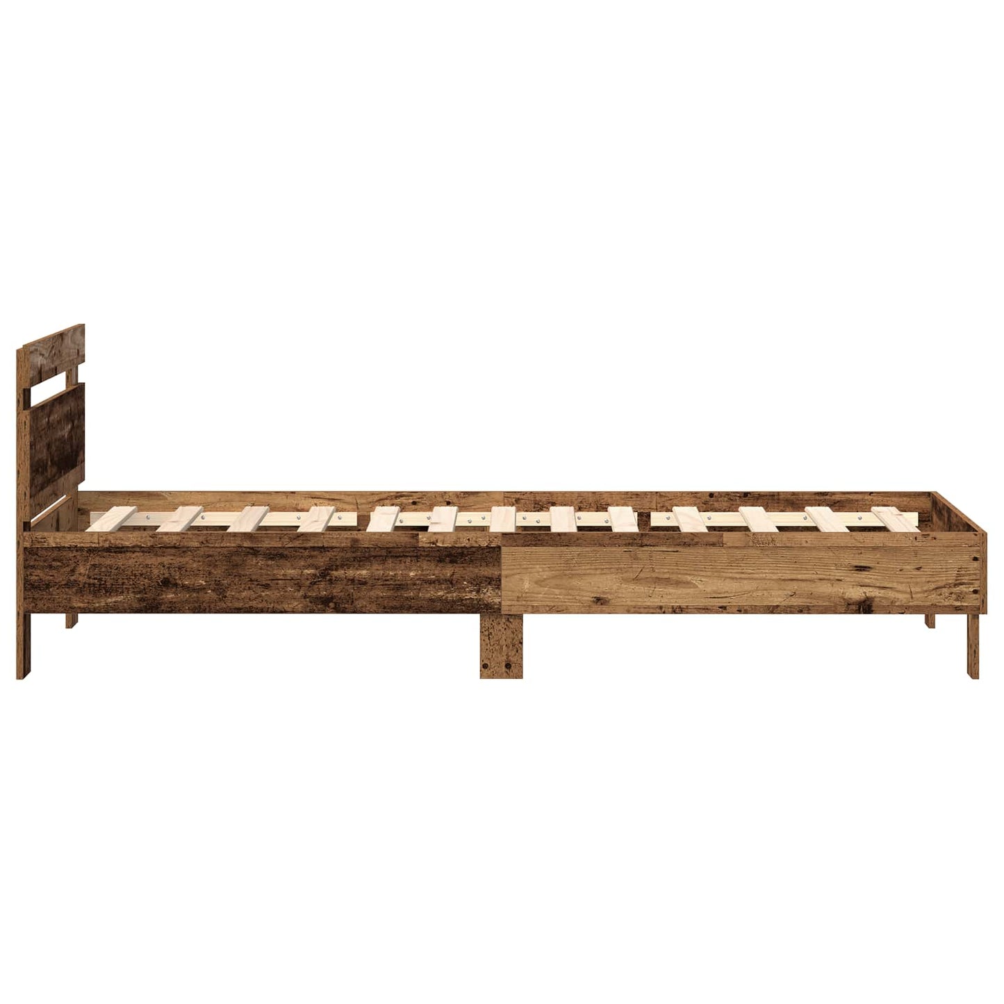 Bedframe met LED-stripverlichting Oud hout Bewerkt hout