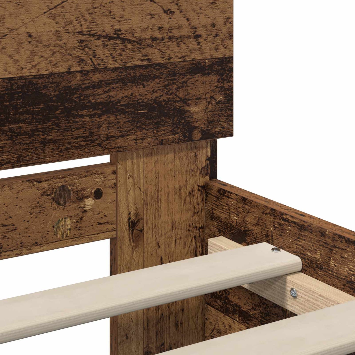 Bedframe met LED-stripverlichting Oud hout Bewerkt hout