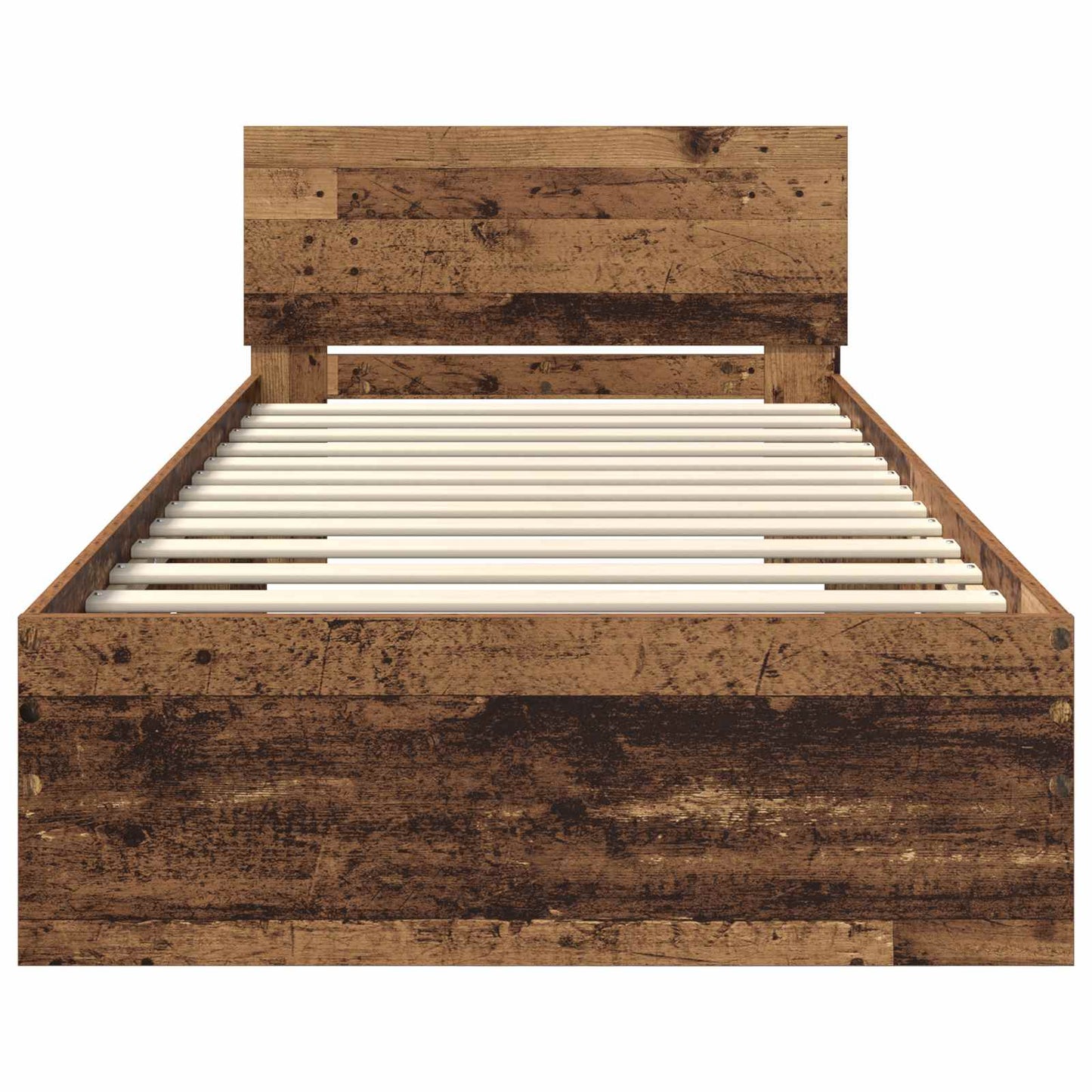 Bedframe met LED-stripverlichting Oud hout Bewerkt hout