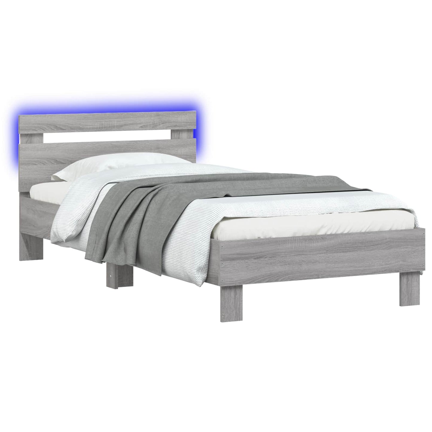 Bedframe met LED-stripverlichting Grijs Sonoma Bewerkt hout
