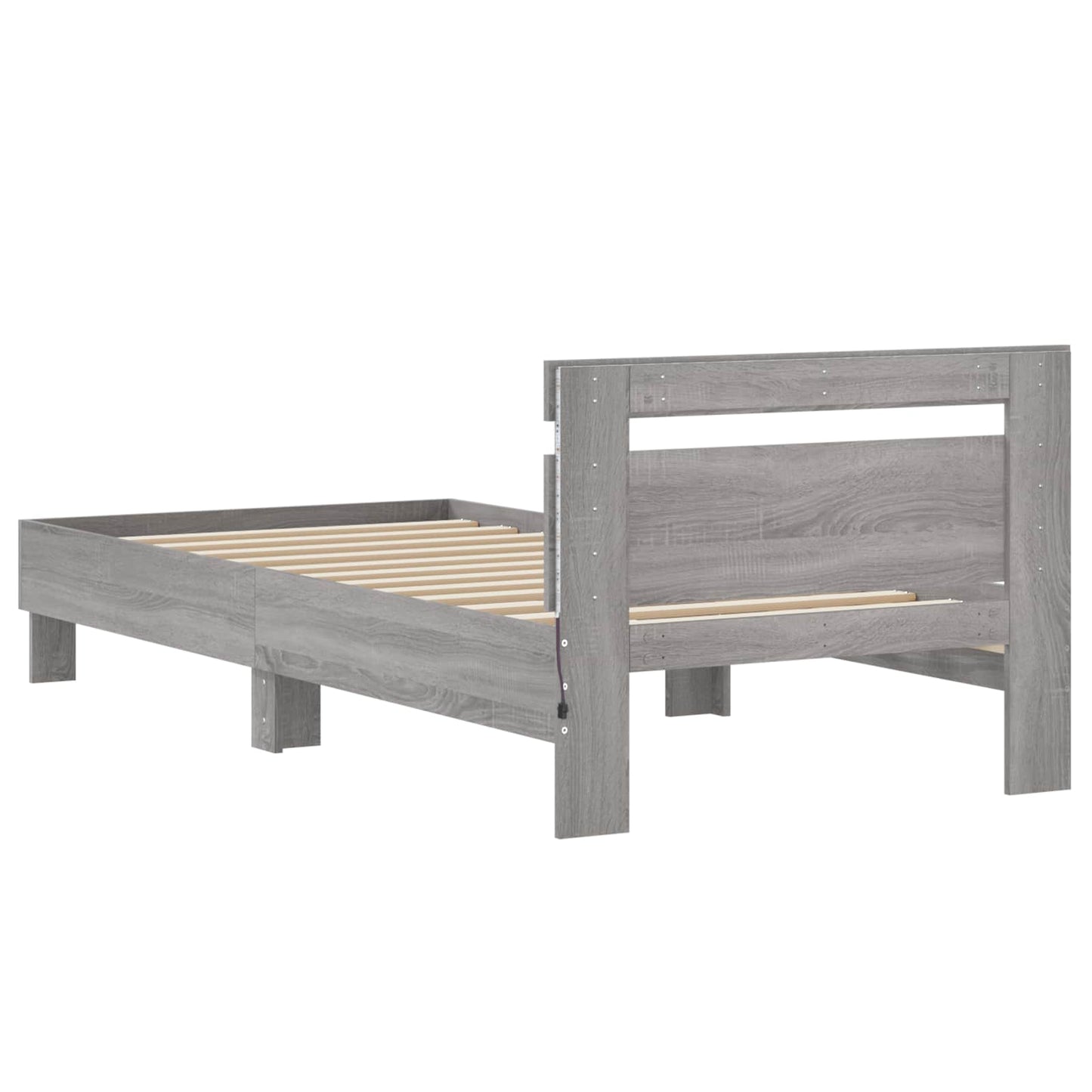 Bedframe met LED-stripverlichting Grijs Sonoma Bewerkt hout