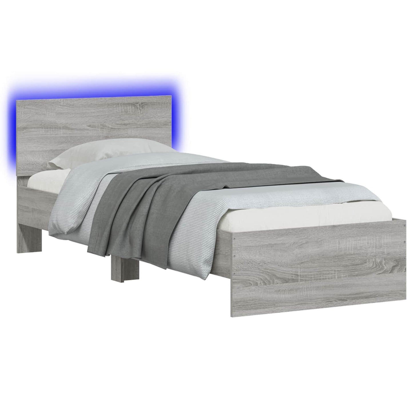 Bedframe met LED-stripverlichting Grijs Sonoma Bewerkt hout