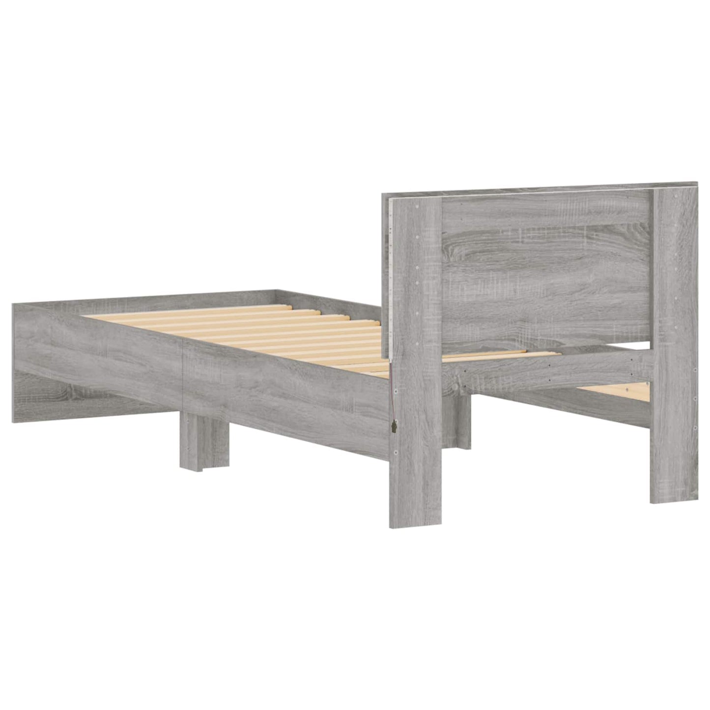 Bedframe met LED-stripverlichting Grijs Sonoma Bewerkt hout