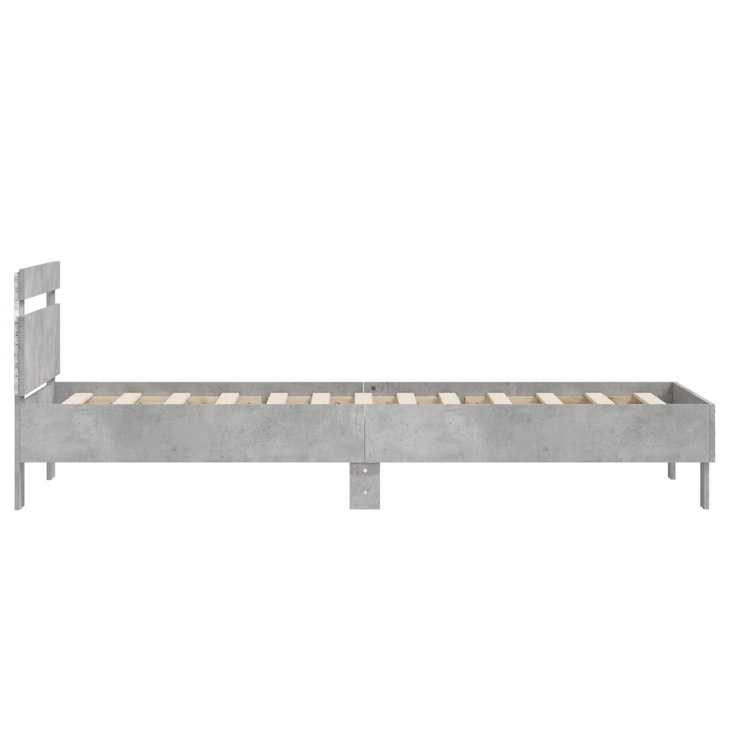 Bedframe met LED-stripverlichting Betongrijs Bewerkt hout