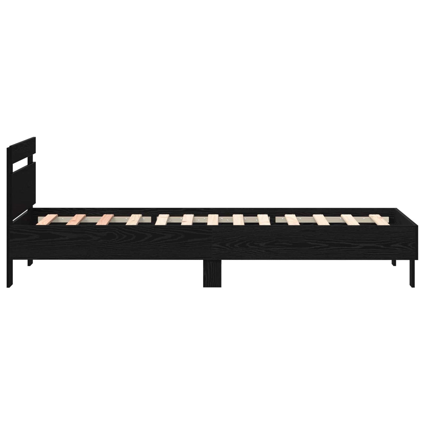 Bedframe met LED-stripverlichting Zwart eiken Bewerkt hout