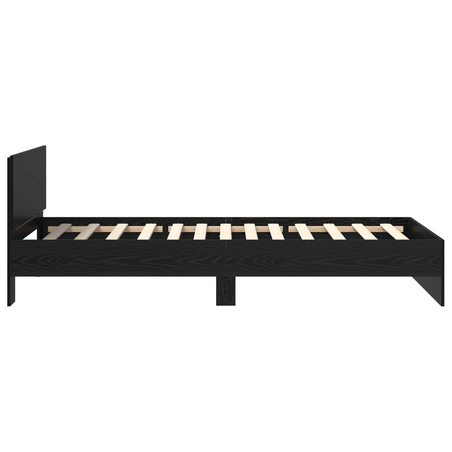 Bedframe met LED-stripverlichting Zwart eiken Bewerkt hout