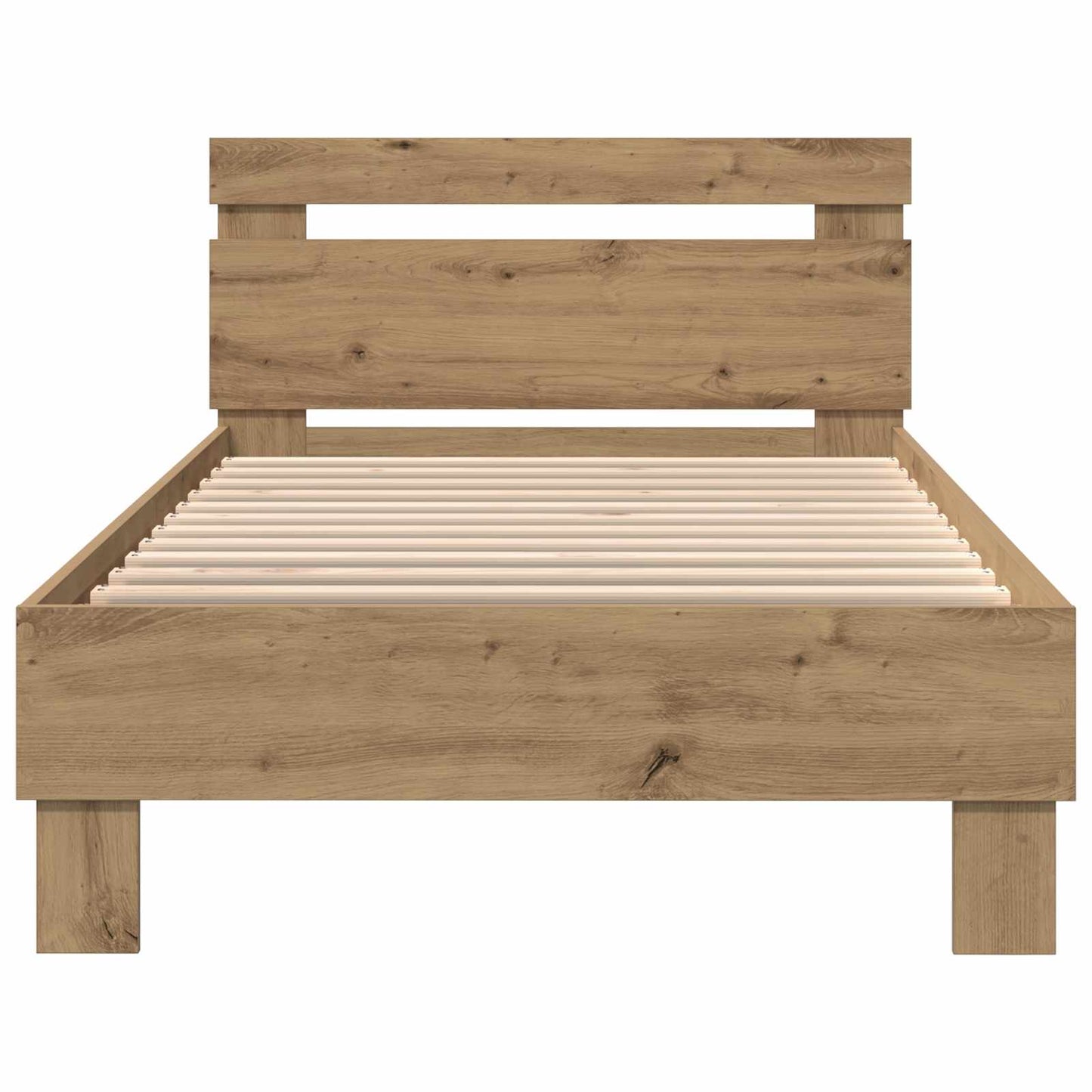 Bedframe met LED-stripverlichting Artisanaal eiken Bewerkt hout