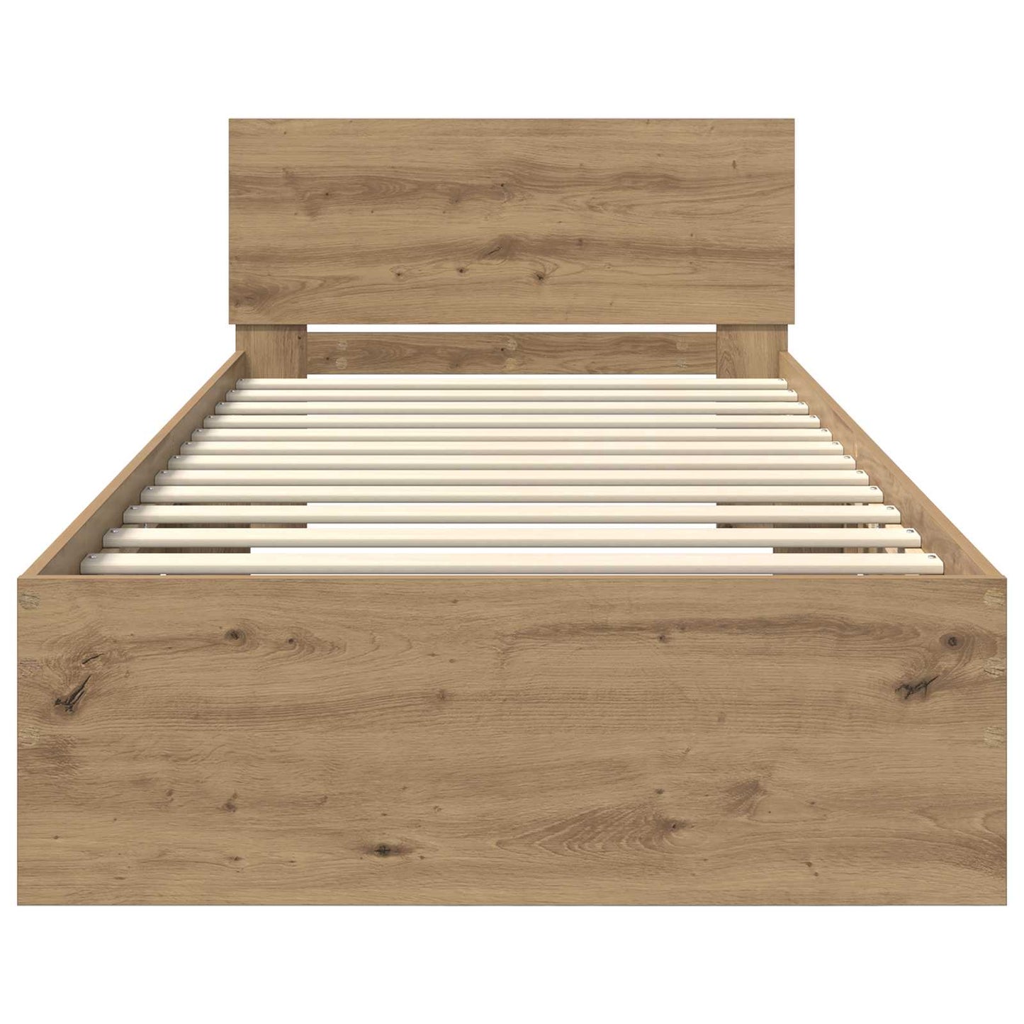 Bedframe met LED-stripverlichting Artisanaal eiken Bewerkt hout