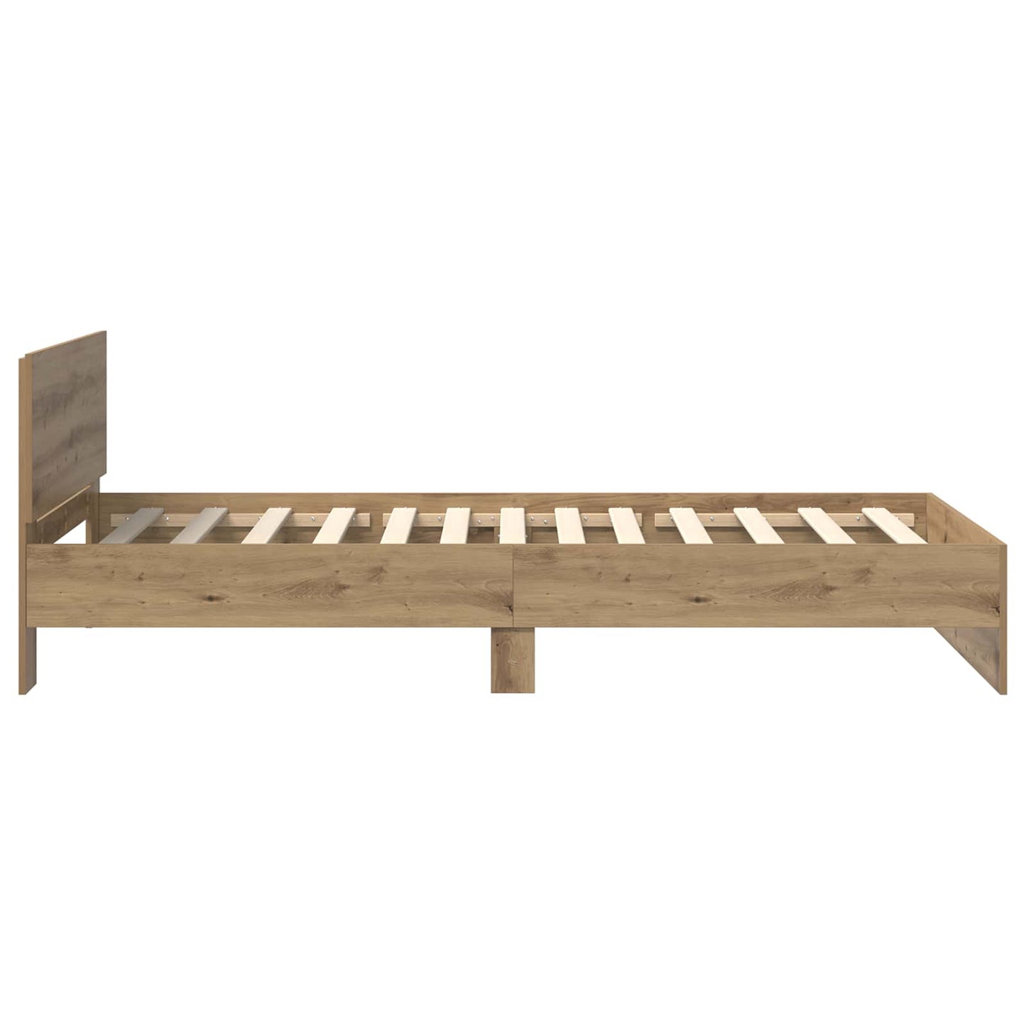 Bedframe met LED-stripverlichting Artisanaal eiken Bewerkt hout
