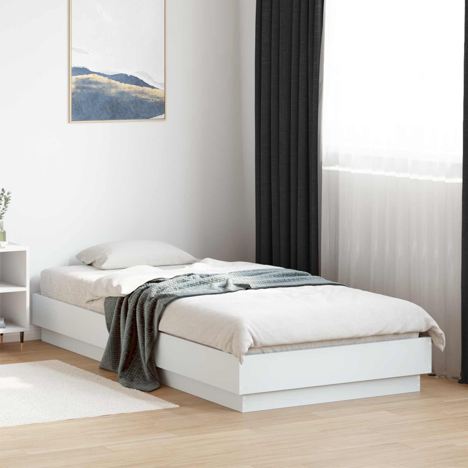 Bed Frame met LED Wit 80 x 200 cm Bewerkt hout is nu te koop bij PeponiXL, paradijselijk wonen!