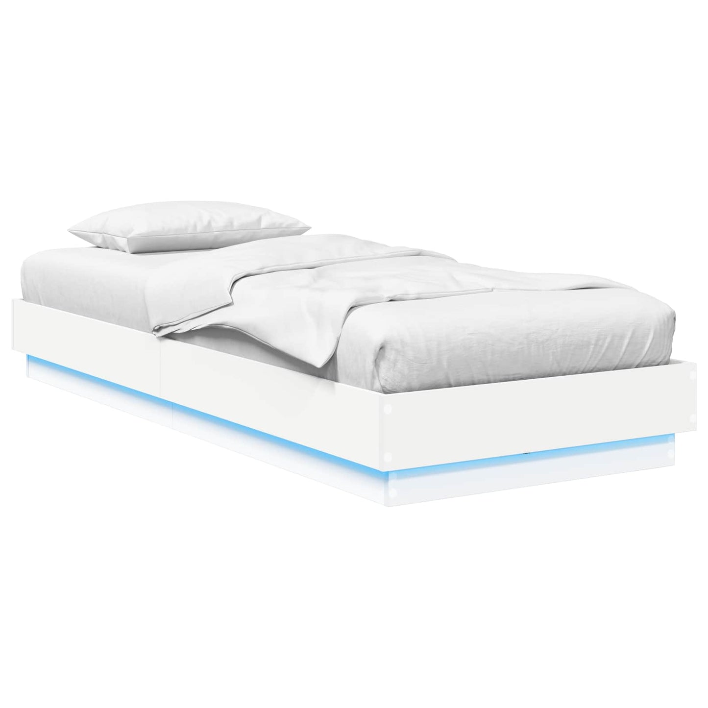 Bed Frame met LED Wit 80 x 200 cm Bewerkt hout is nu te koop bij PeponiXL, paradijselijk wonen!
