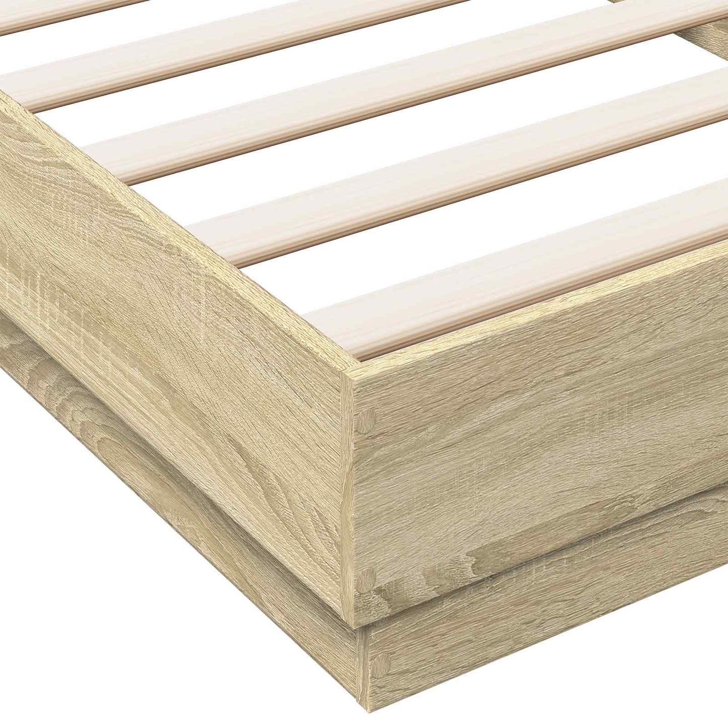 Bed Frame met LED Sonoma Eiken 80 x 200 cm Bewerkt hout is nu te koop bij PeponiXL, paradijselijk wonen!