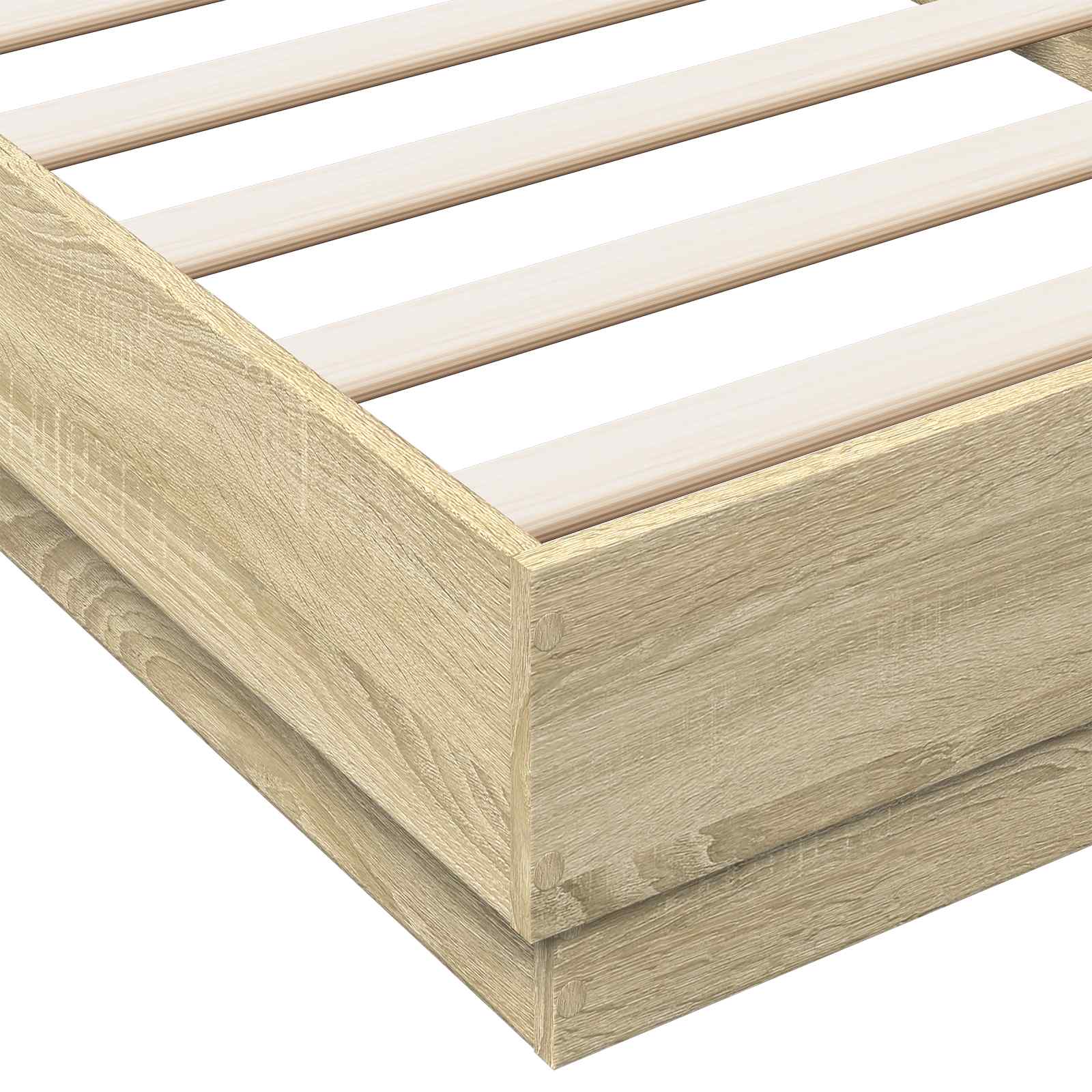 Bed Frame met LED Sonoma Eiken 80 x 200 cm Bewerkt hout is nu te koop bij PeponiXL, paradijselijk wonen!