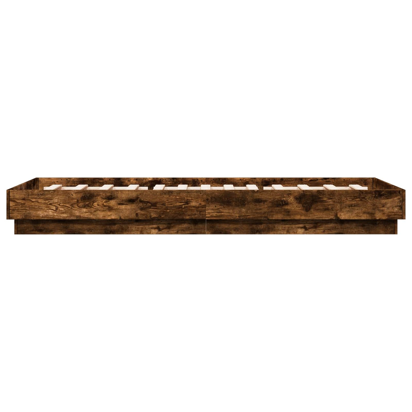 Bed Frame met LED Gerookt eiken 80 x 200 cm Bewerkt hout is nu te koop bij PeponiXL, paradijselijk wonen!