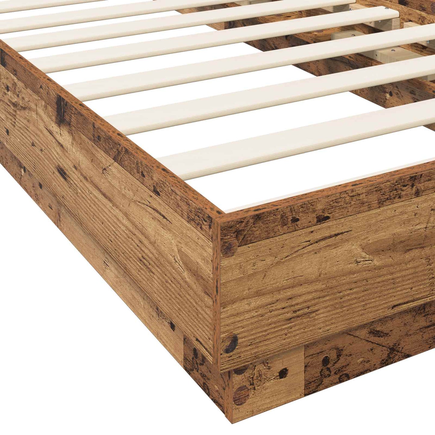 Bed Frame met LED Oud hout 80 x 200 cm Bewerkt hout is nu te koop bij PeponiXL, paradijselijk wonen!