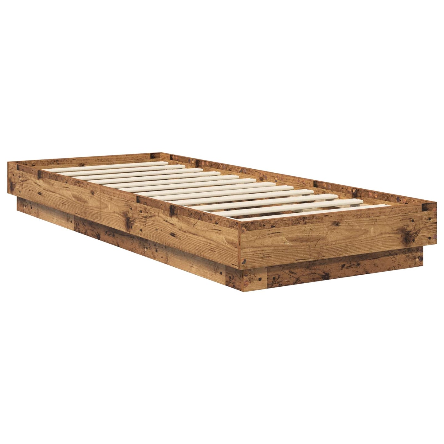 Bed Frame met LED Oud hout 80 x 200 cm Bewerkt hout is nu te koop bij PeponiXL, paradijselijk wonen!