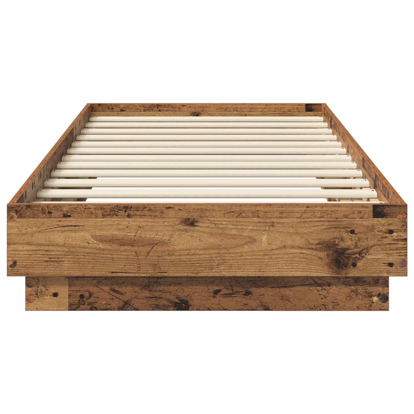 Bed Frame met LED Oud hout 80 x 200 cm Bewerkt hout is nu te koop bij PeponiXL, paradijselijk wonen!