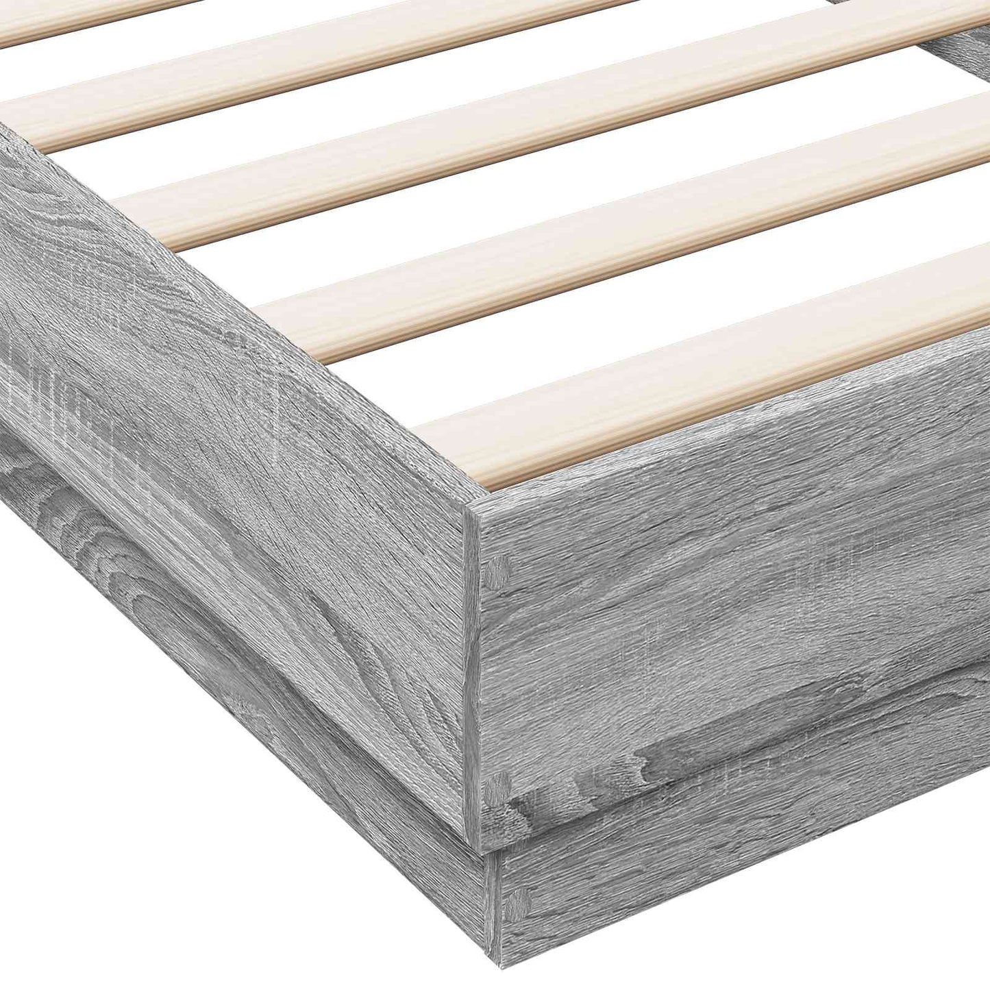 Bed Frame met LED Grijs Sonoma 80 x 200 cm Bewerkt hout is nu te koop bij PeponiXL, paradijselijk wonen!