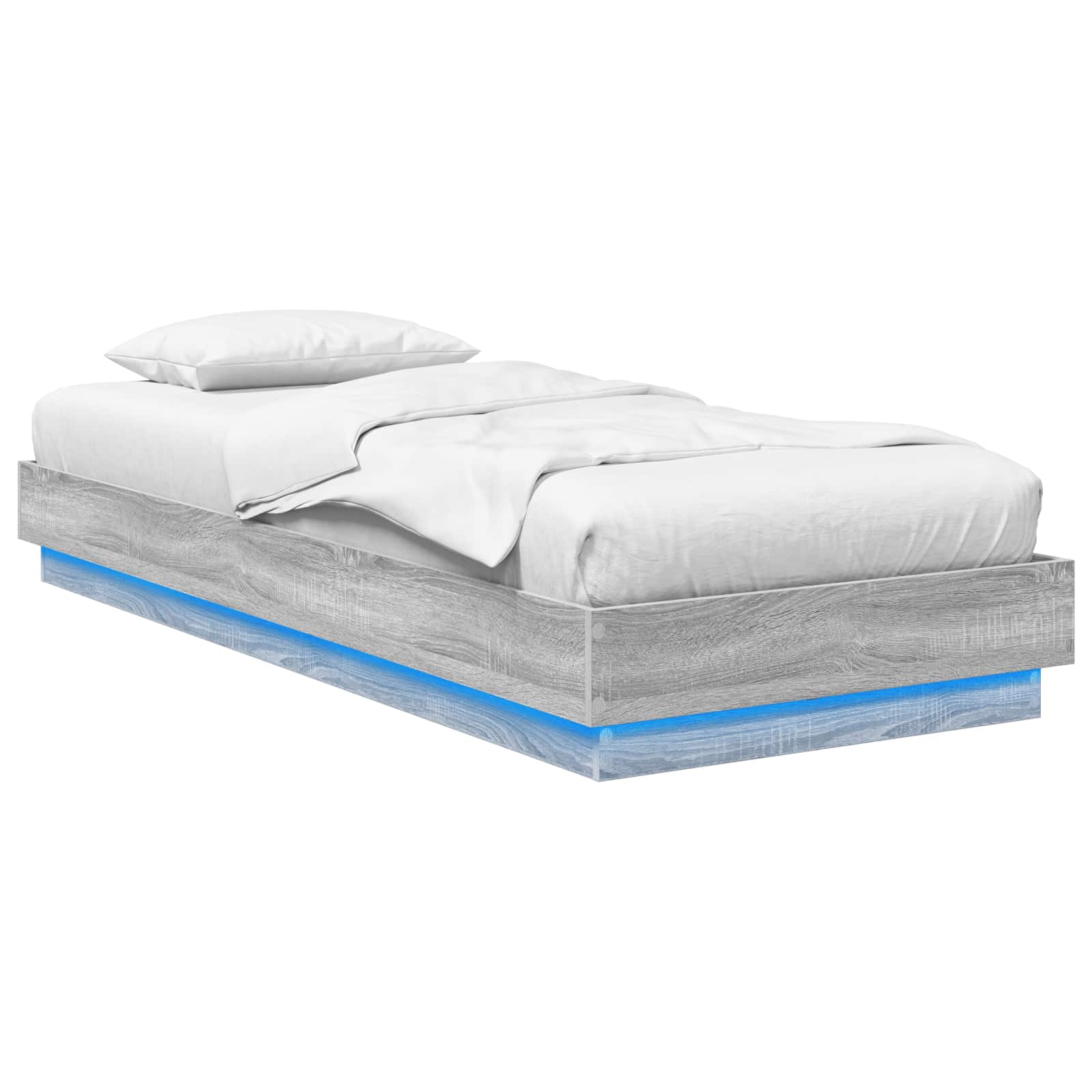 Bed Frame met LED Grijs Sonoma 80 x 200 cm Bewerkt hout is nu te koop bij PeponiXL, paradijselijk wonen!
