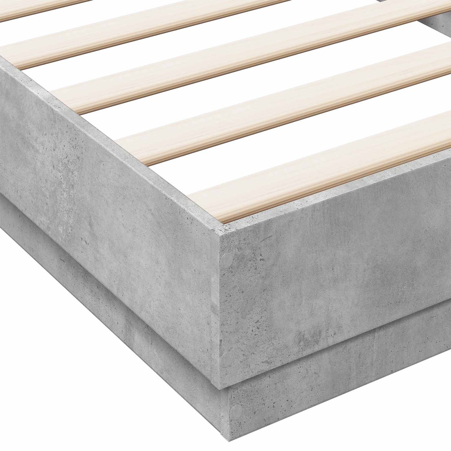 Bed Frame met LED Betongrijs 80 x 200 cm Bewerkt hout is nu te koop bij PeponiXL, paradijselijk wonen!