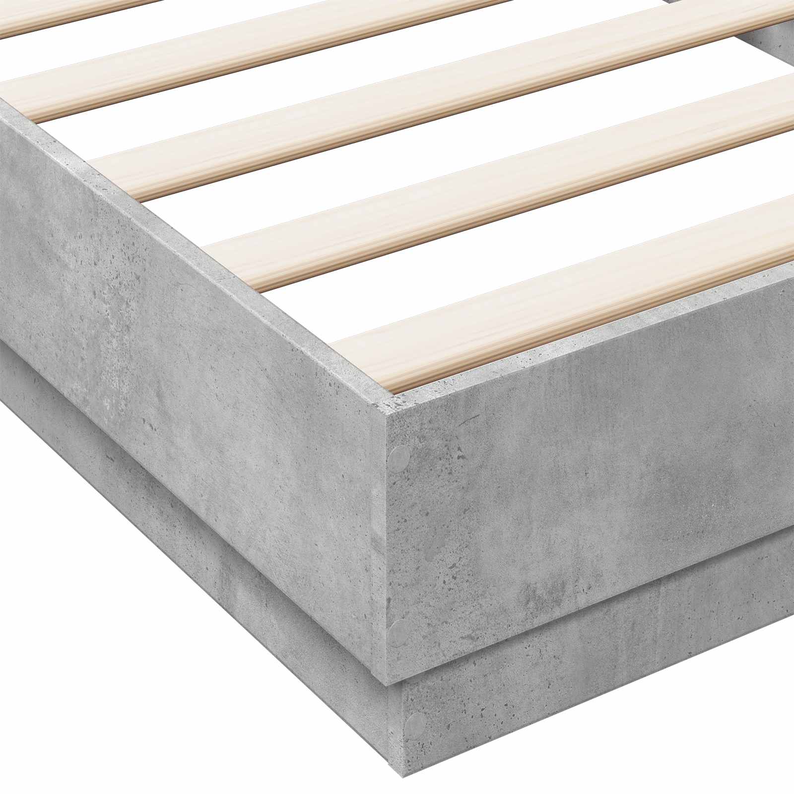 Bed Frame met LED Betongrijs 80 x 200 cm Bewerkt hout is nu te koop bij PeponiXL, paradijselijk wonen!