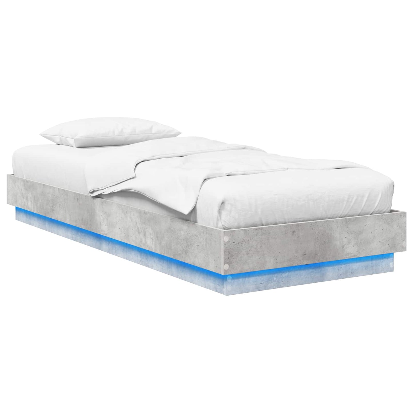 Bed Frame met LED Betongrijs 80 x 200 cm Bewerkt hout is nu te koop bij PeponiXL, paradijselijk wonen!
