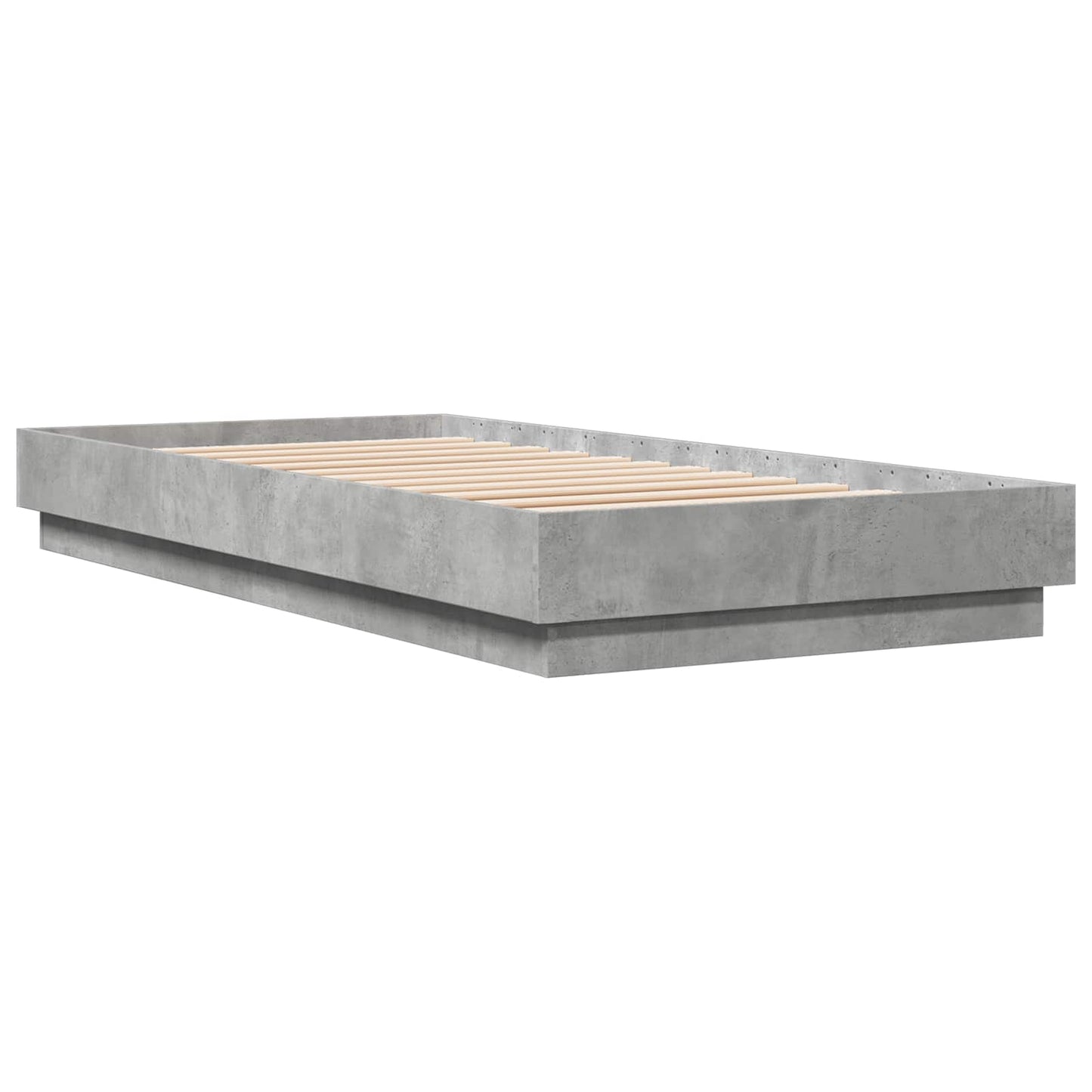 Bed Frame met LED Betongrijs 80 x 200 cm Bewerkt hout is nu te koop bij PeponiXL, paradijselijk wonen!