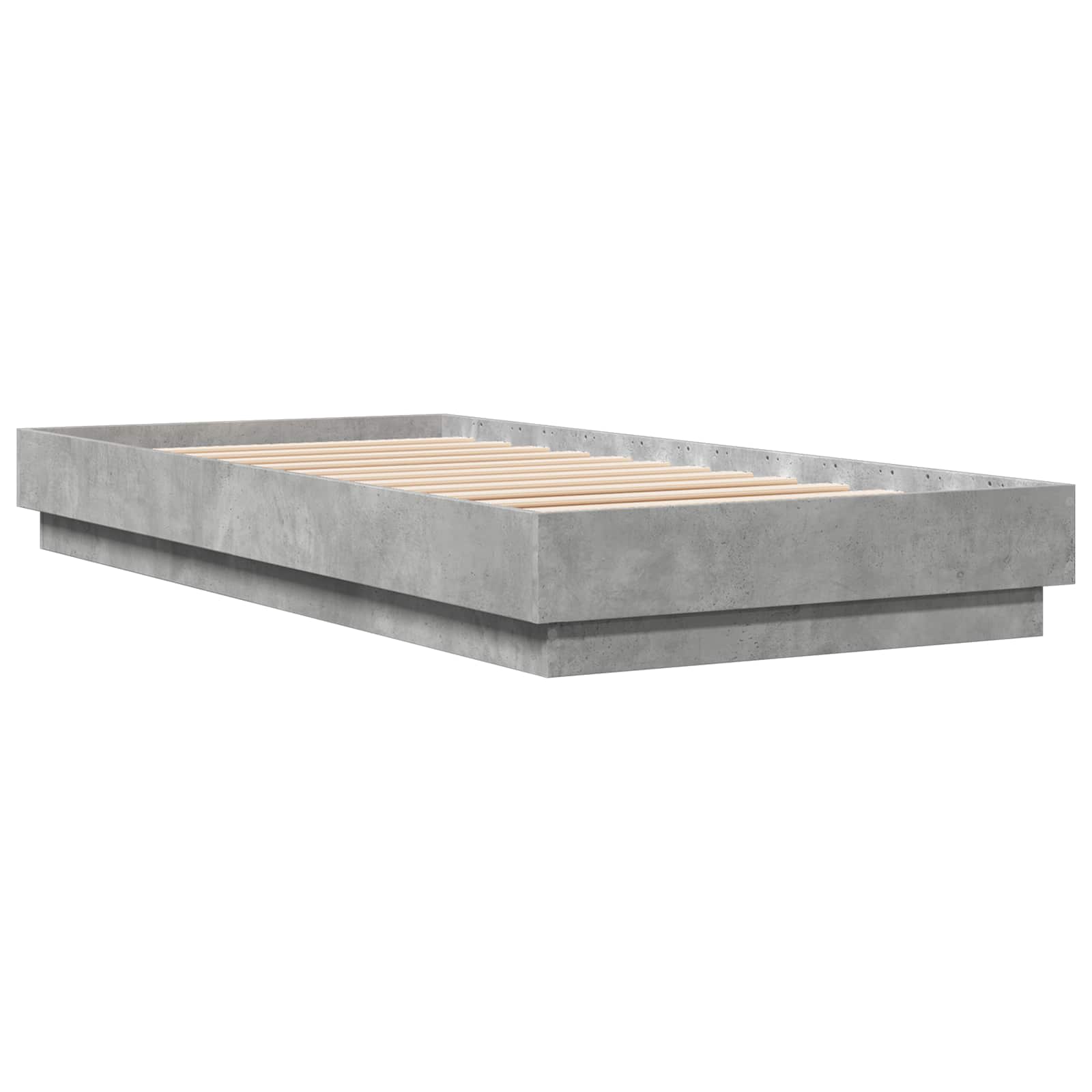 Bed Frame met LED Betongrijs 80 x 200 cm Bewerkt hout is nu te koop bij PeponiXL, paradijselijk wonen!