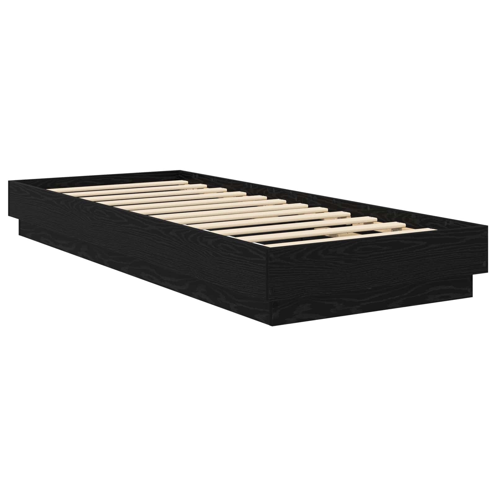 Bed Frame met LED Zwart eiken 80 x 200 cm Bewerkt hout is nu te koop bij PeponiXL, paradijselijk wonen!