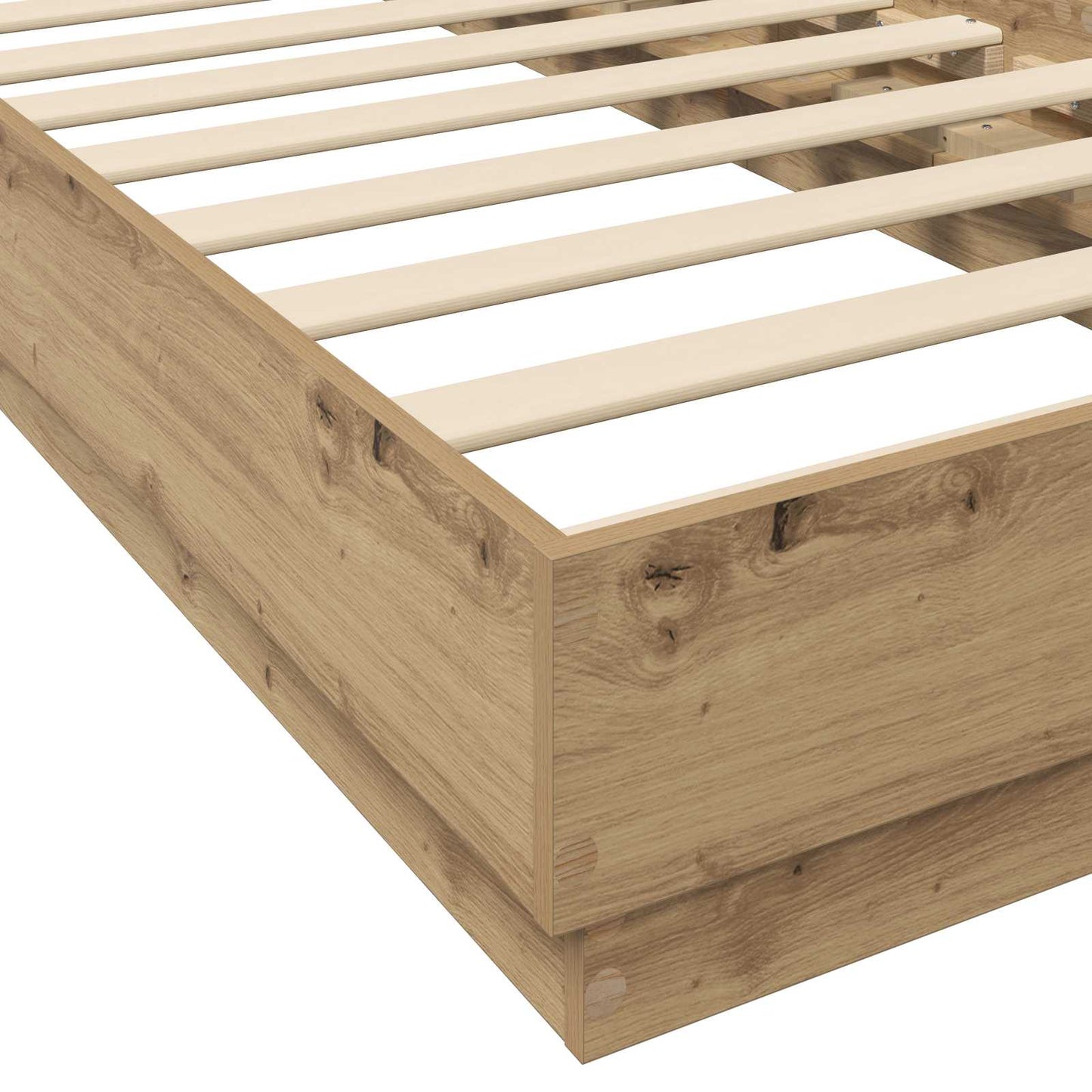 Bed Frame met LED Artisanaal eiken 80 x 200 cm Bewerkt hout is nu te koop bij PeponiXL, paradijselijk wonen!