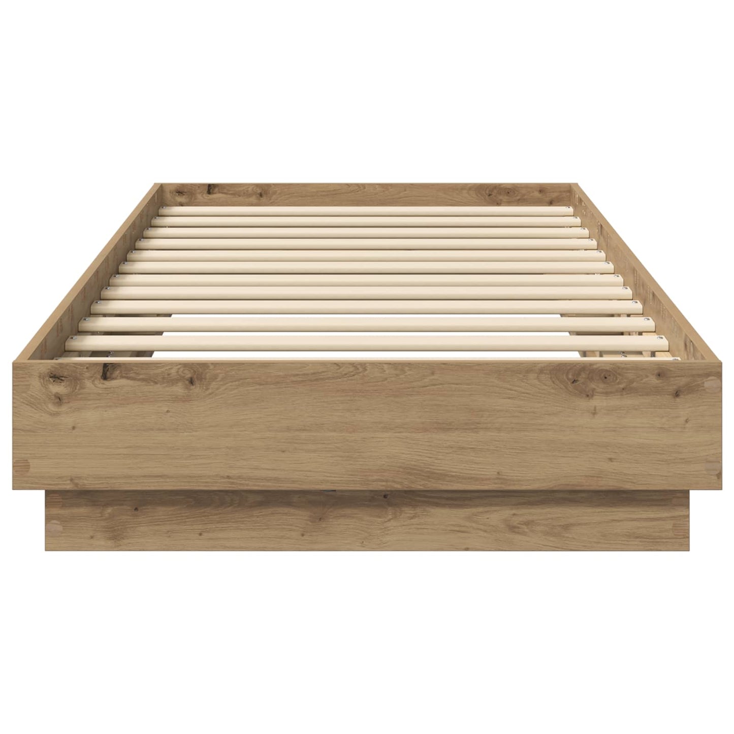 Bed Frame met LED Artisanaal eiken 80 x 200 cm Bewerkt hout is nu te koop bij PeponiXL, paradijselijk wonen!