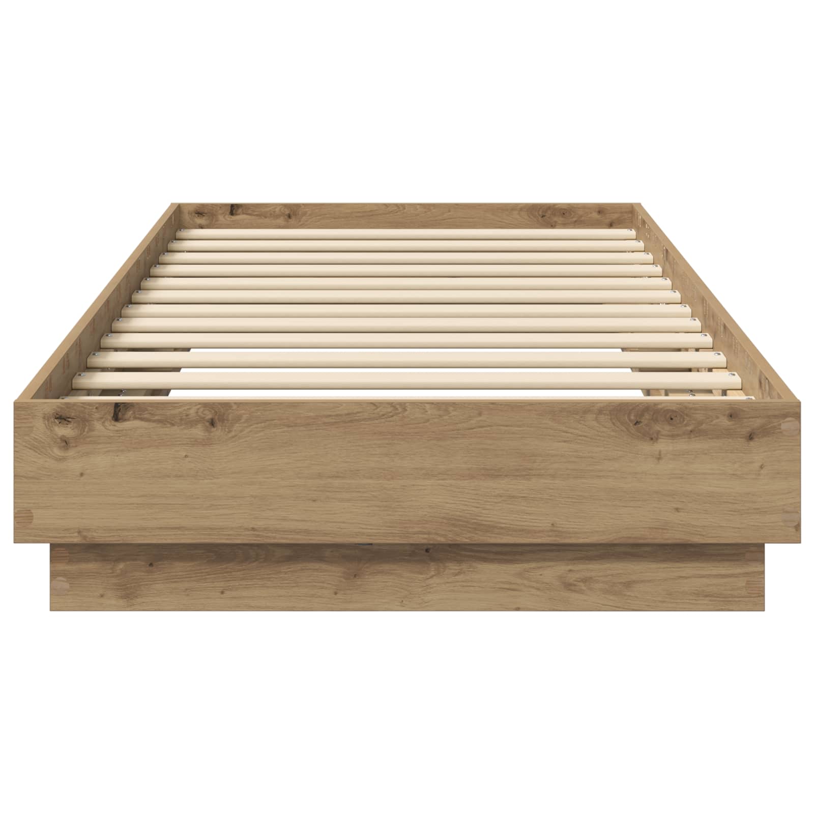 Bed Frame met LED Artisanaal eiken 80 x 200 cm Bewerkt hout is nu te koop bij PeponiXL, paradijselijk wonen!