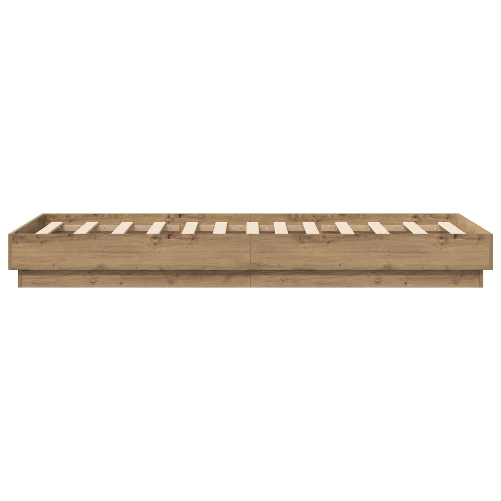 Bed Frame met LED Artisanaal eiken 80 x 200 cm Bewerkt hout is nu te koop bij PeponiXL, paradijselijk wonen!