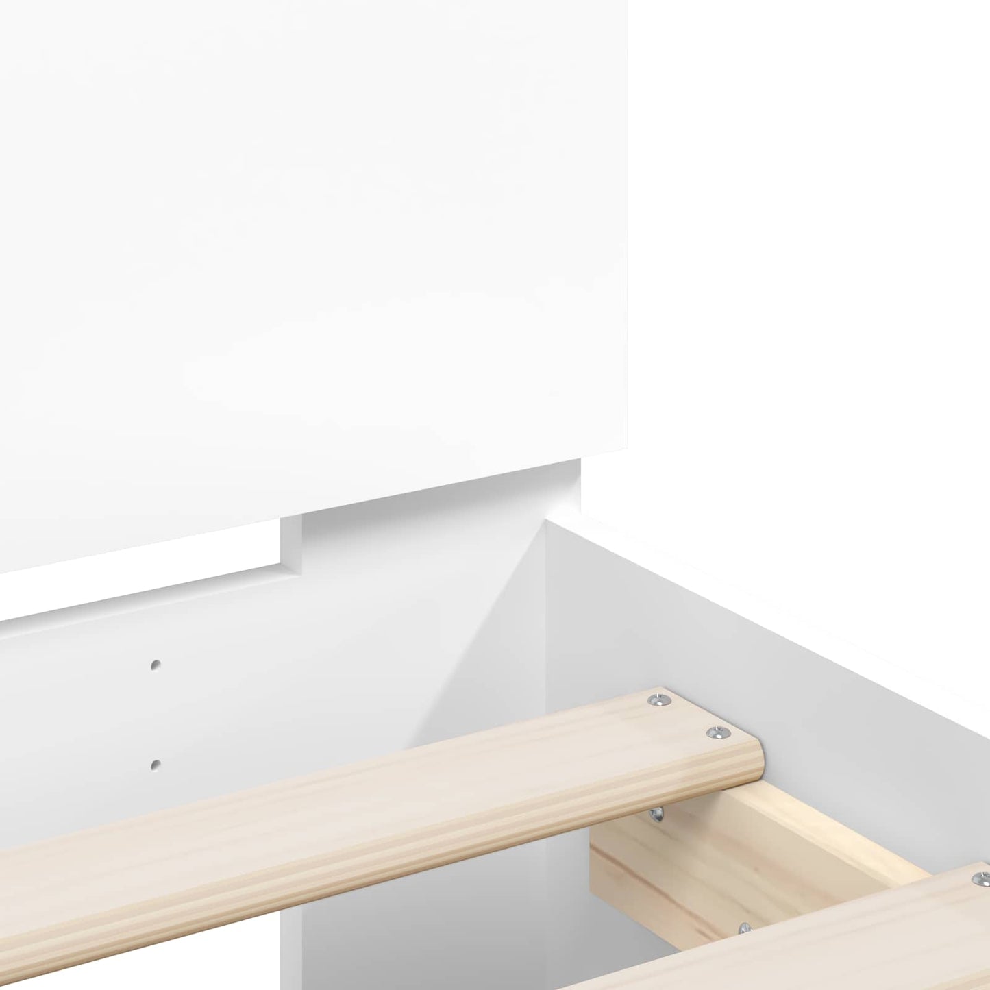 Bedframe Wit Bewerkt hout