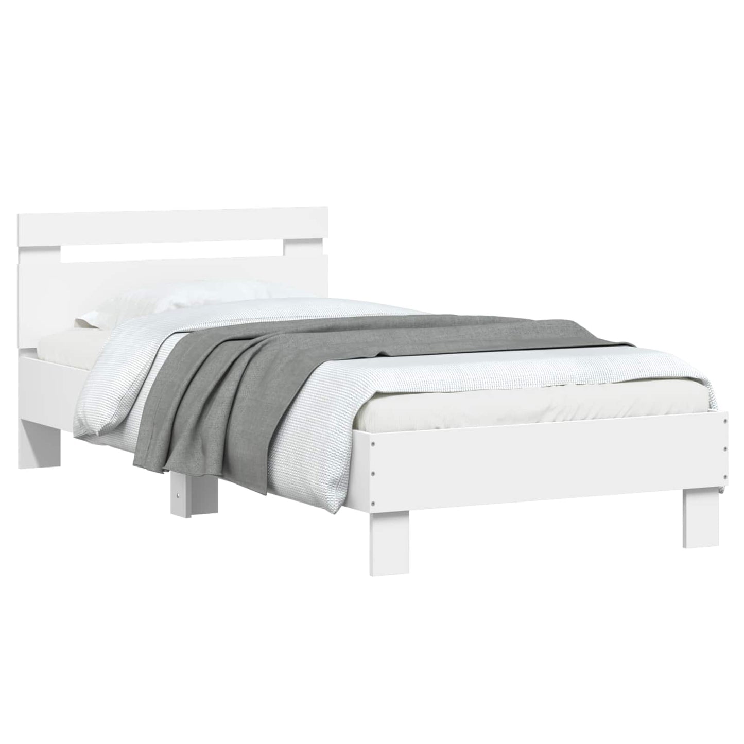 Bedframe Wit Bewerkt hout