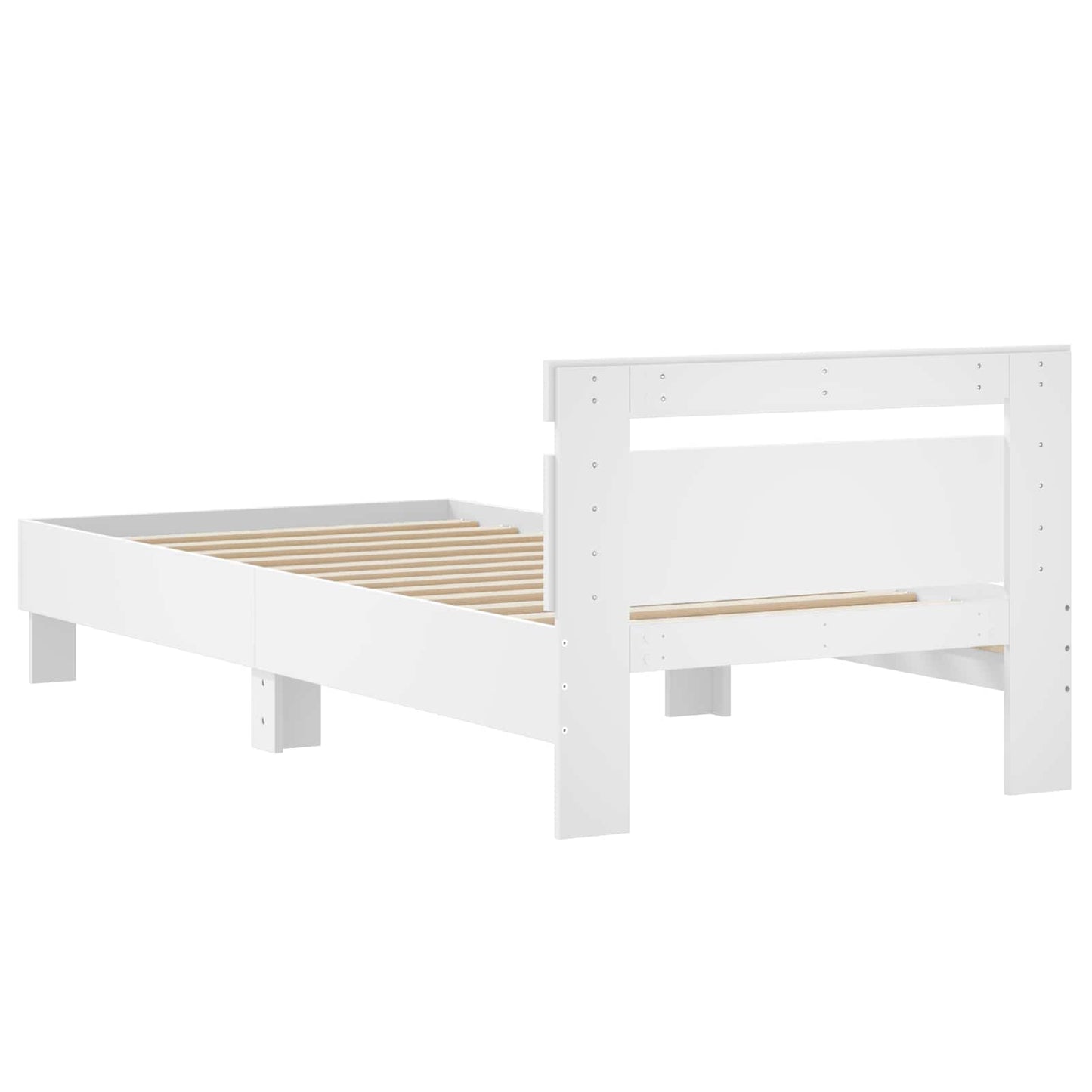 Bedframe Wit Bewerkt hout