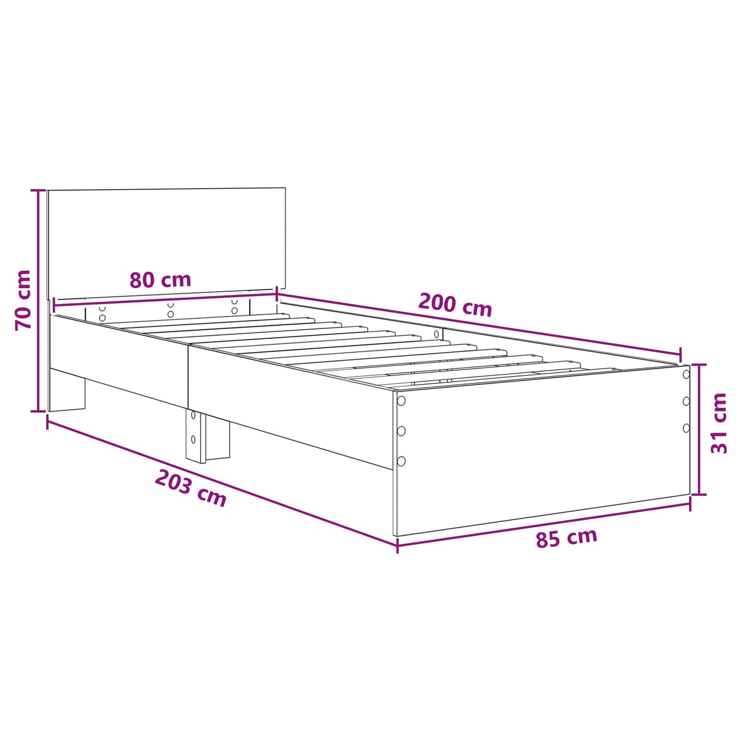 Bedframe Wandgemonteerd Grijze Sonoma Bewerkt hout