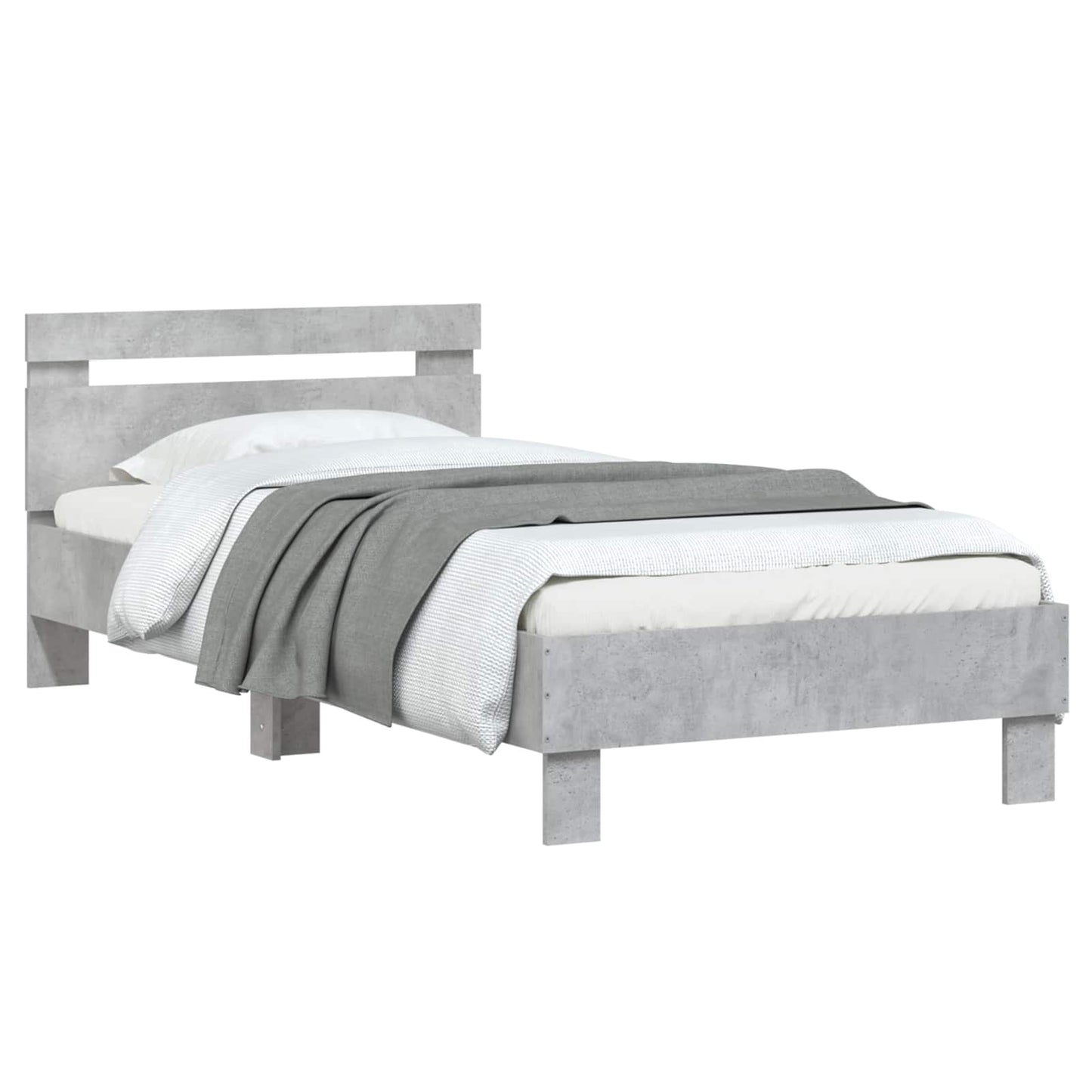 Bedframe Betongrijs Bewerkt hout