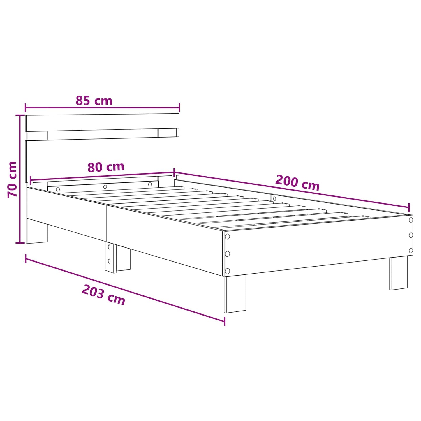 Bedframe Betongrijs Bewerkt hout