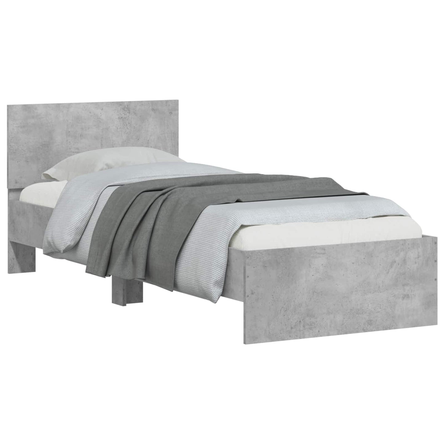 Bedframe Wandgemonteerd met hoofdeinde Betongrijs Bewerkt hout