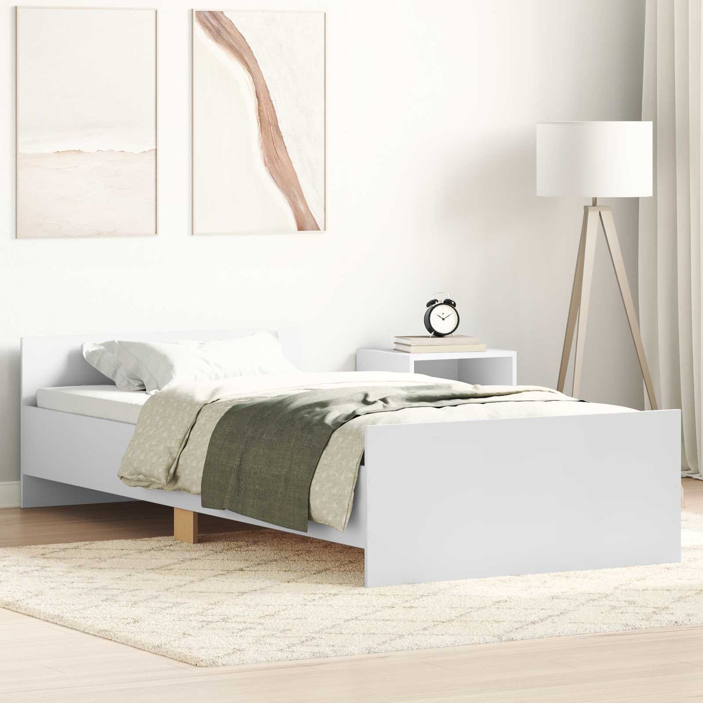 Bedframe met hoofdeinde Wit Bewerkt hout