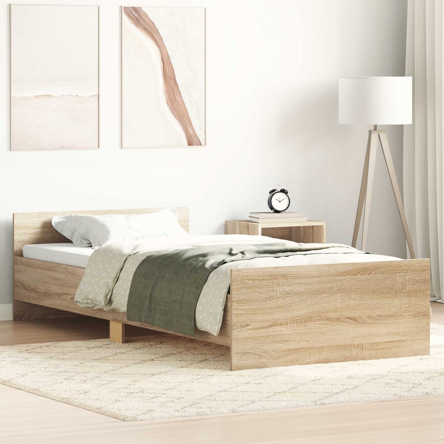 Bedframe met hoofdeinde Sonoma Eiken Bewerkt hout