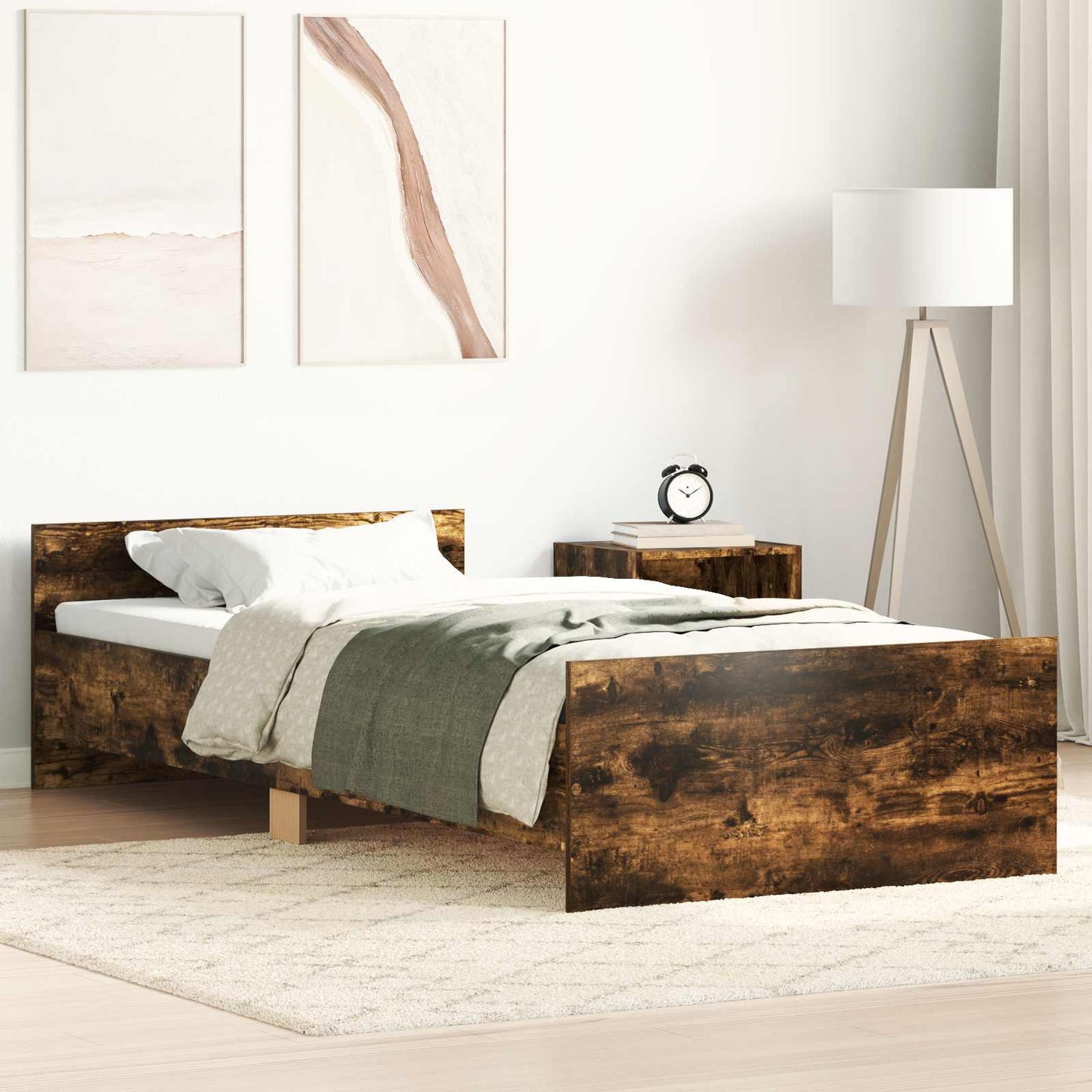Bedframe met hoofdeinde Gerookt eiken Bewerkt hout