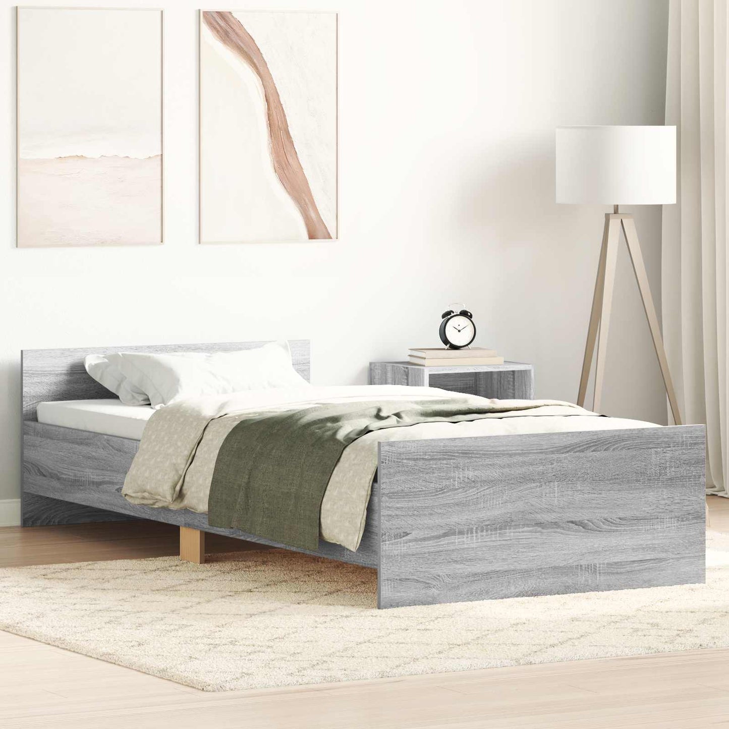 Bedframe met hoofdeinde Grijs Sonoma Bewerkt hout