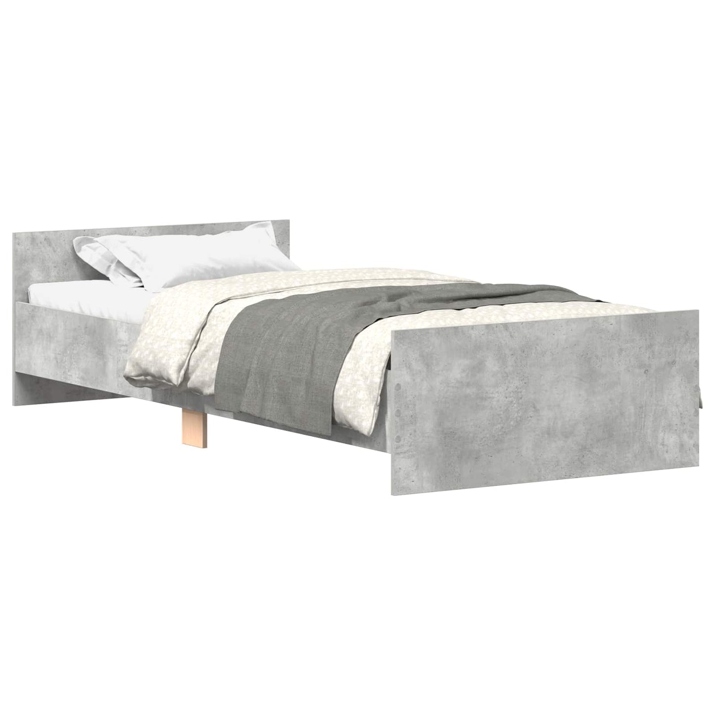 Bedframe met hoofdeinde Betongrijs Bewerkt hout