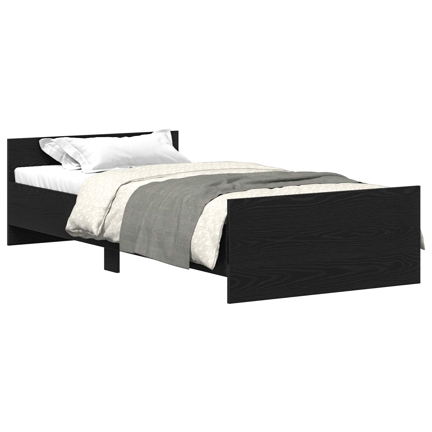 Bedframe met hoofdeinde Zwart eiken Bewerkt hout