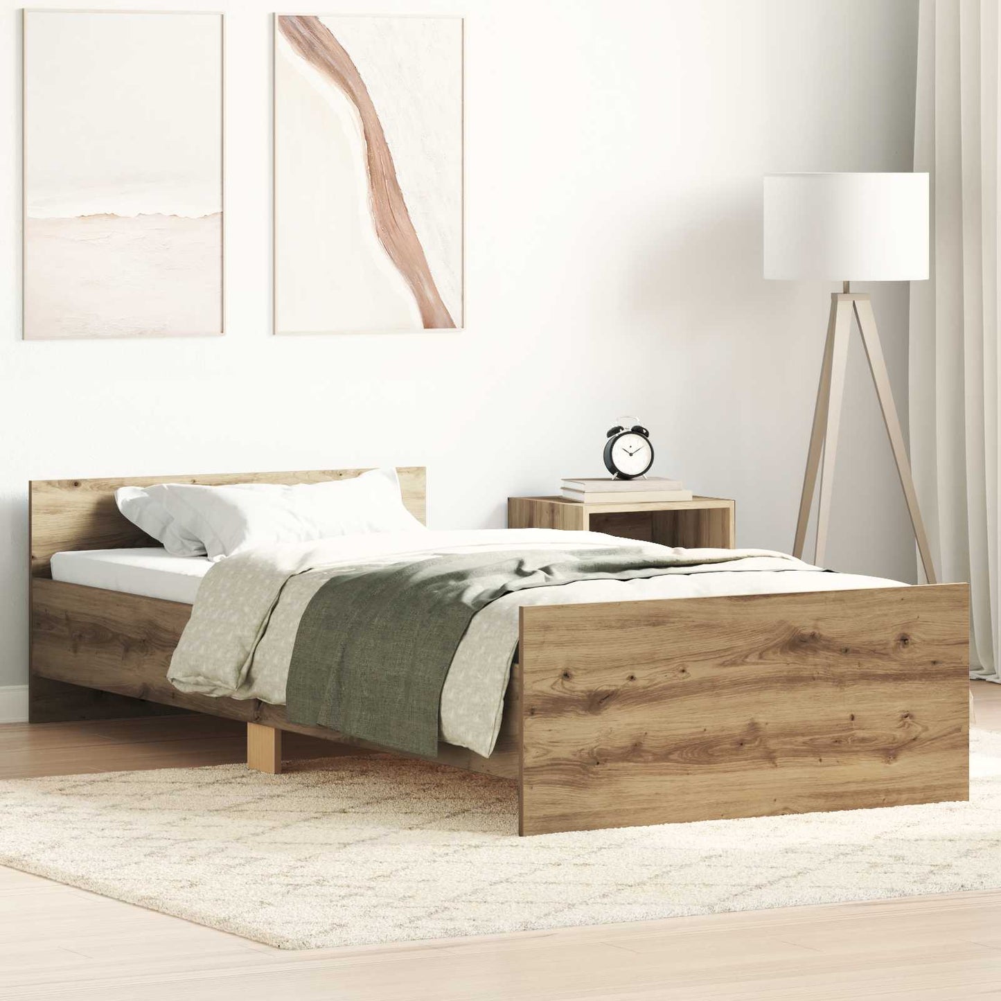 Bedframe met hoofdeinde Artisanaal eiken Bewerkt hout