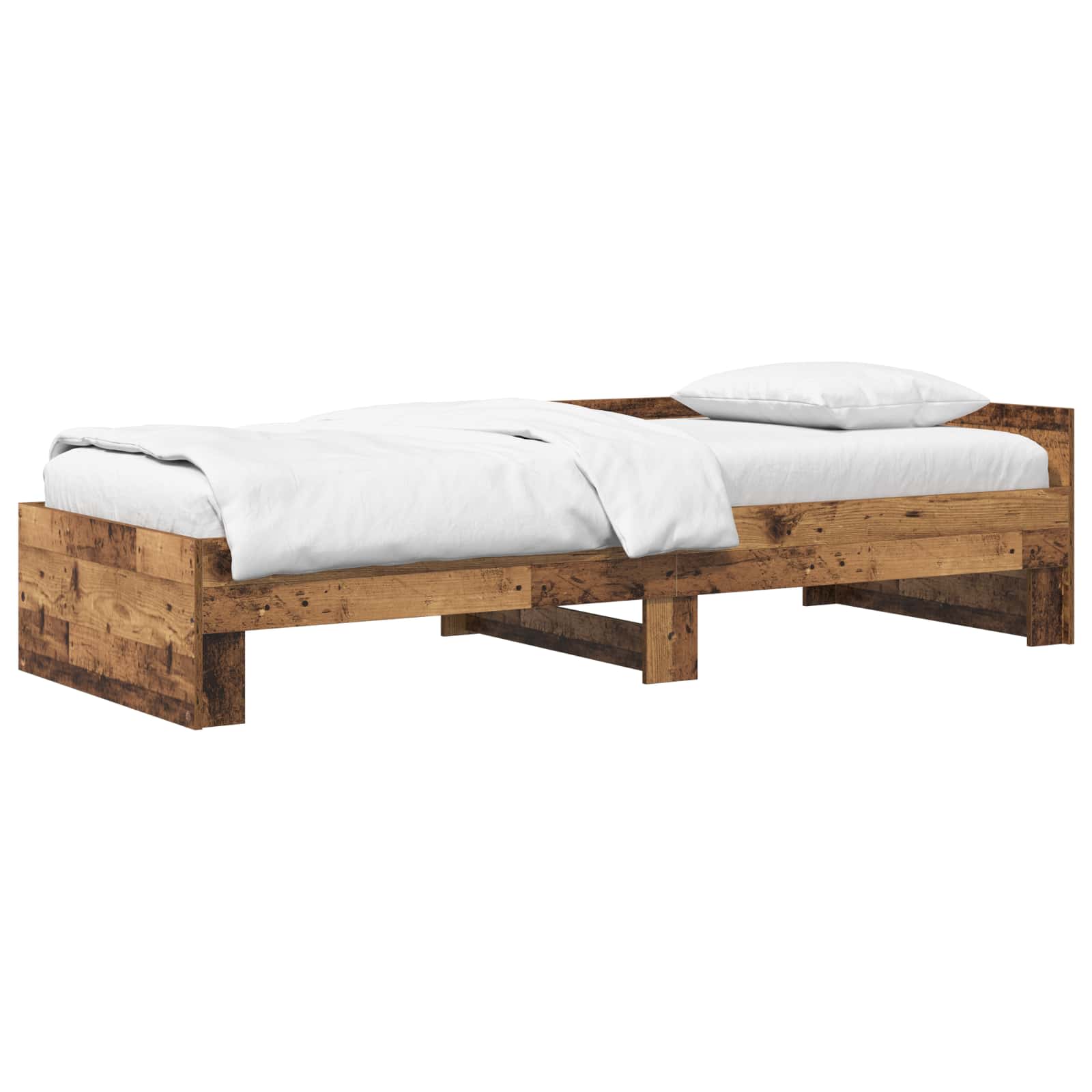 Bedframe met Hoofdeinde Oud hout 80 x 200 cm Bewerkt hout is nu te koop bij PeponiXL, paradijselijk wonen!