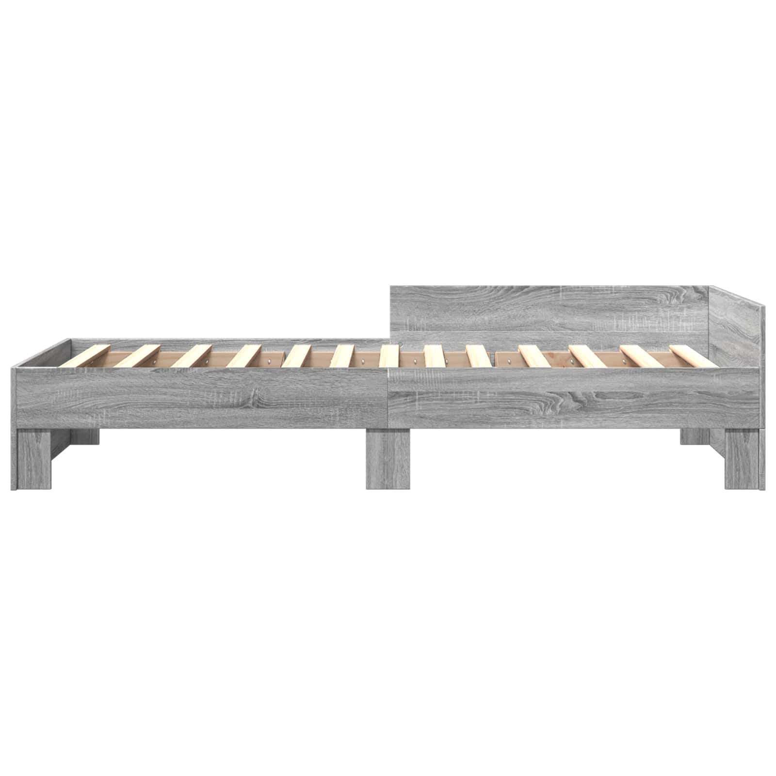 Bedframe met Hoofdeinde Grijs Sonoma 80 x 200 cm Bewerkt hout is nu te koop bij PeponiXL, paradijselijk wonen!