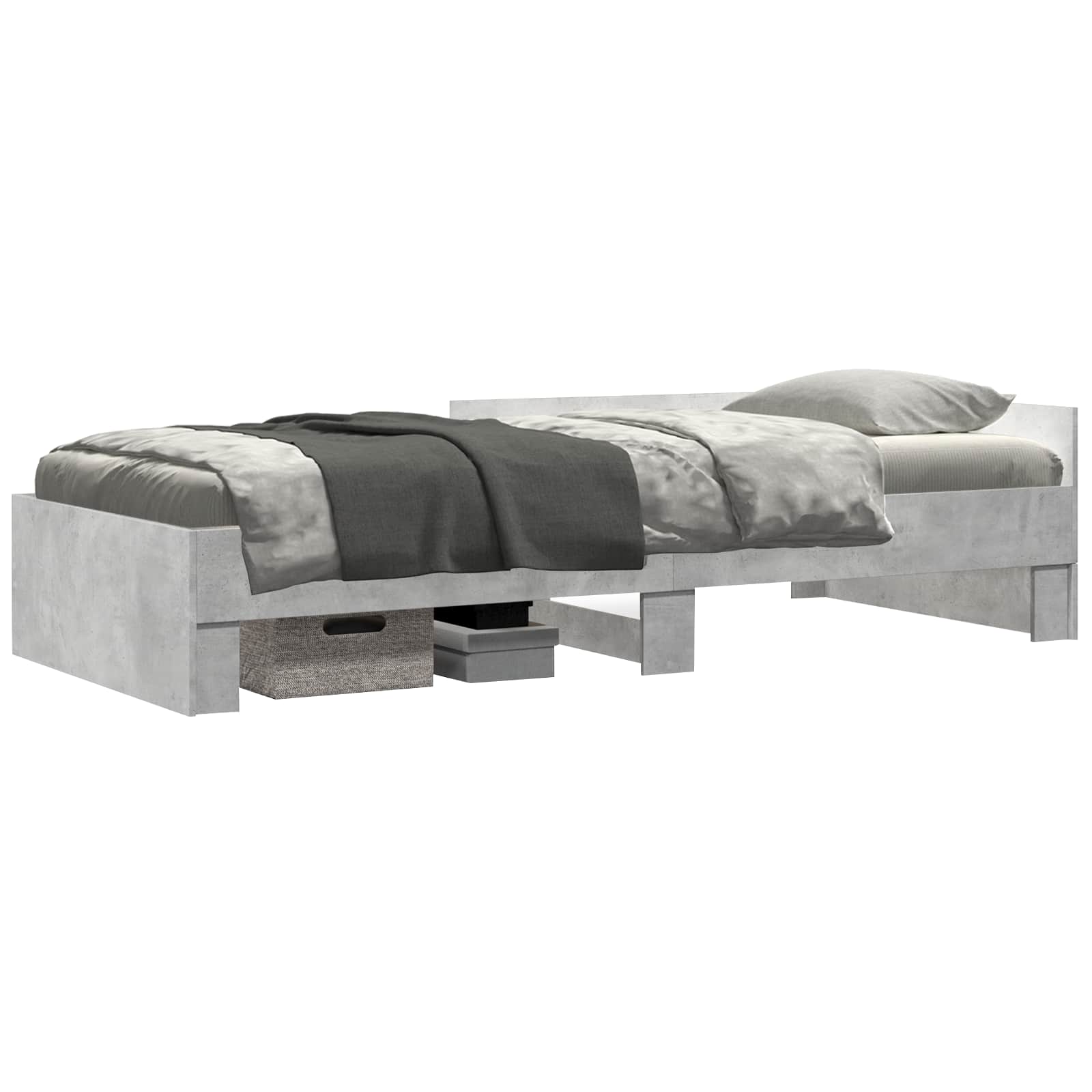 Bedframe met Hoofdeinde Betongrijs 80 x 200 cm Bewerkt hout is nu te koop bij PeponiXL, paradijselijk wonen!